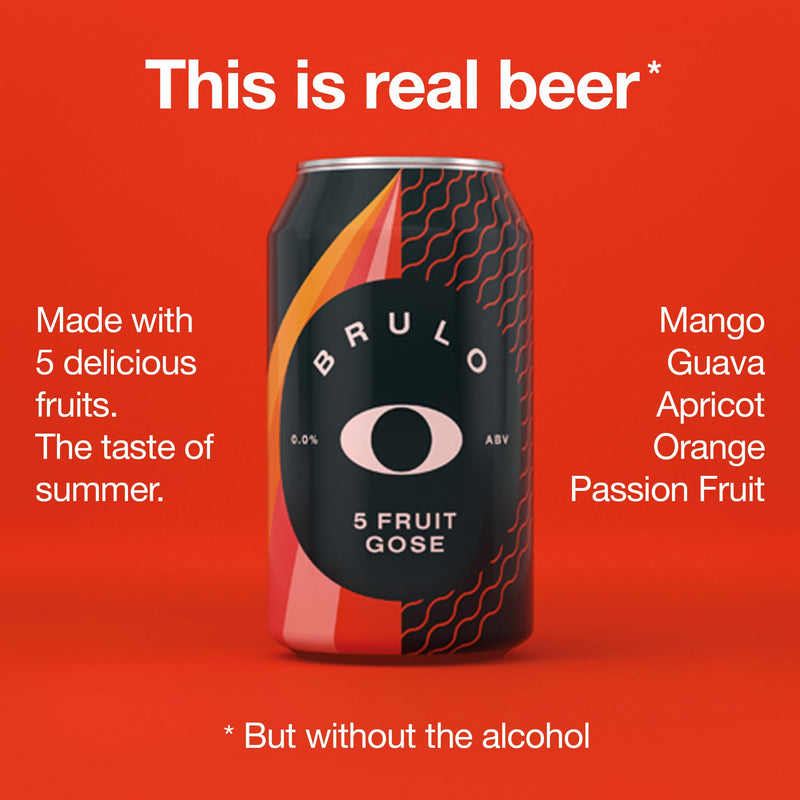Brulo Non-Alcoholic Beer - Luxury Gift Sets Alcohol-Free, Low-Calorie, & Vegan. (5 Fruit Gose Gift Set)
