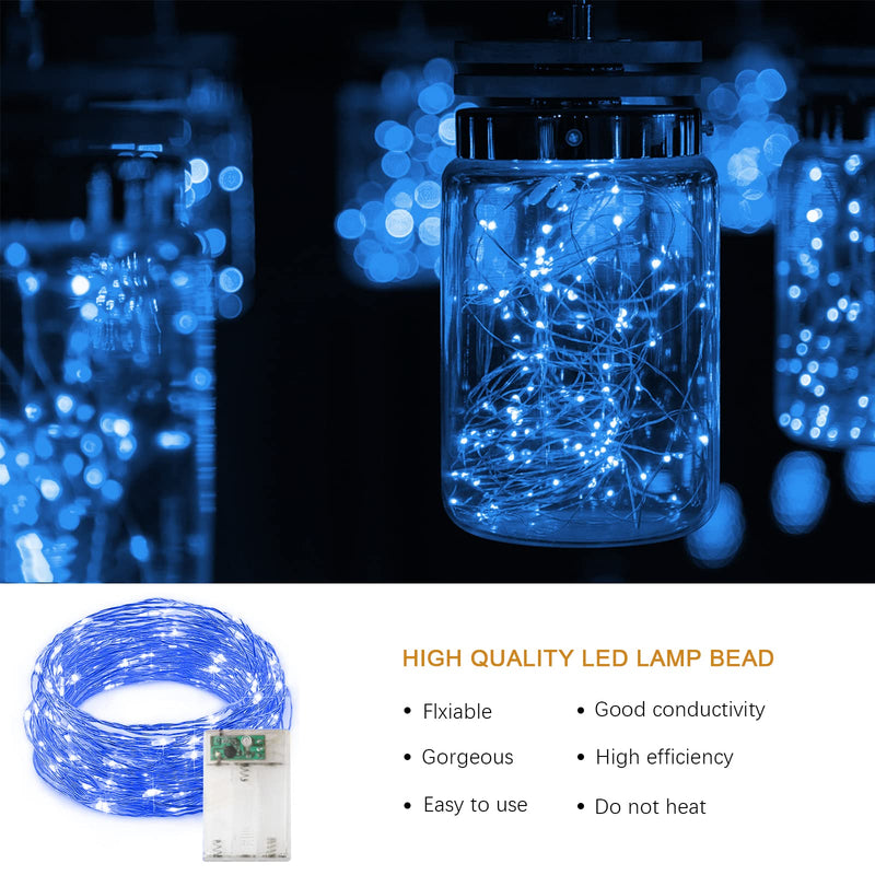 Jsdoin Fairy Lights, 2 PCS 50 LED Battery Operated String Lights Copper Wire Light for Indoor Outdoor Lighting, Bedroom, Wedding Decor, Party, Christmas, Tree Decoration(5M/16ft，Blue) - Gift Guide