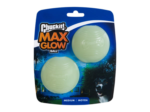 Chuckit! Max Glow Dog Ball Glow In The Dark Light Up Ball High Visibility Fetch Dog Toy, 2 Pack, Medium - Gift Guide