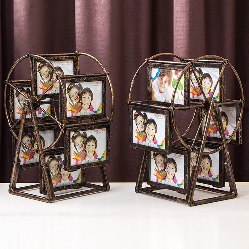 Rotating Ferris Wheel Picture Frame, Desk Table Top Vintage Photo Frames, Personalized Family Photo Frame Shows for 12 Photos Home Décor Christmas Birthday Gifts (Style 2) - Gift Guide