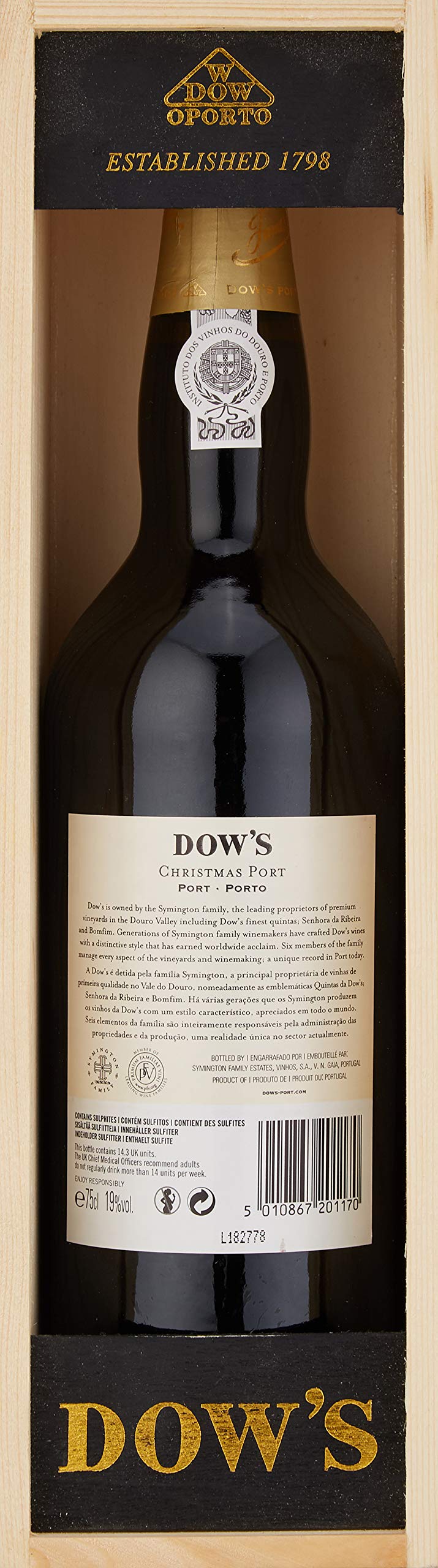 Dow's Christmas Port Wine in Wooden Gift Box, 75 cl