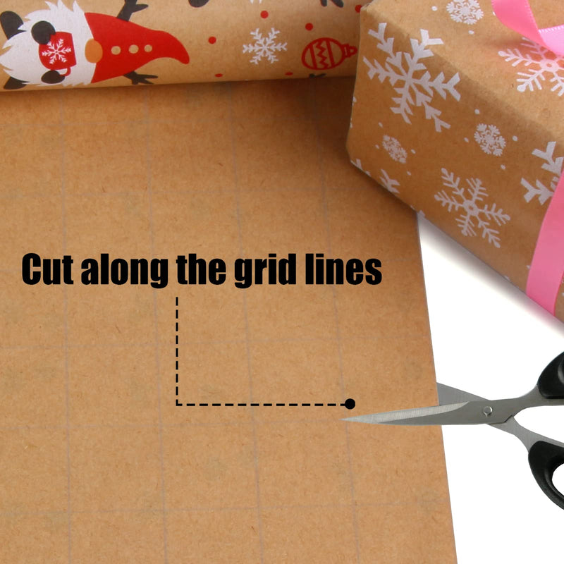 VEYLIN Christmas Wrapping Paper - Kraft Paper - 5 X 3M Xmas Wrapping Paper Rolls for Gift Boxes Festival Decoration (43.2cm x 15M) - Gift Guide