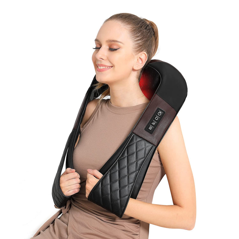 Neck Massager Back Massager with Heat - Shiatsu Neck Massager Present, Gifts for Women/Men/Mom/Dad -Deeper Tissue Kneading Massage Pillow for Neck, Back, Shoulder, Leg, Foot, Body Relieve Muscle Pain