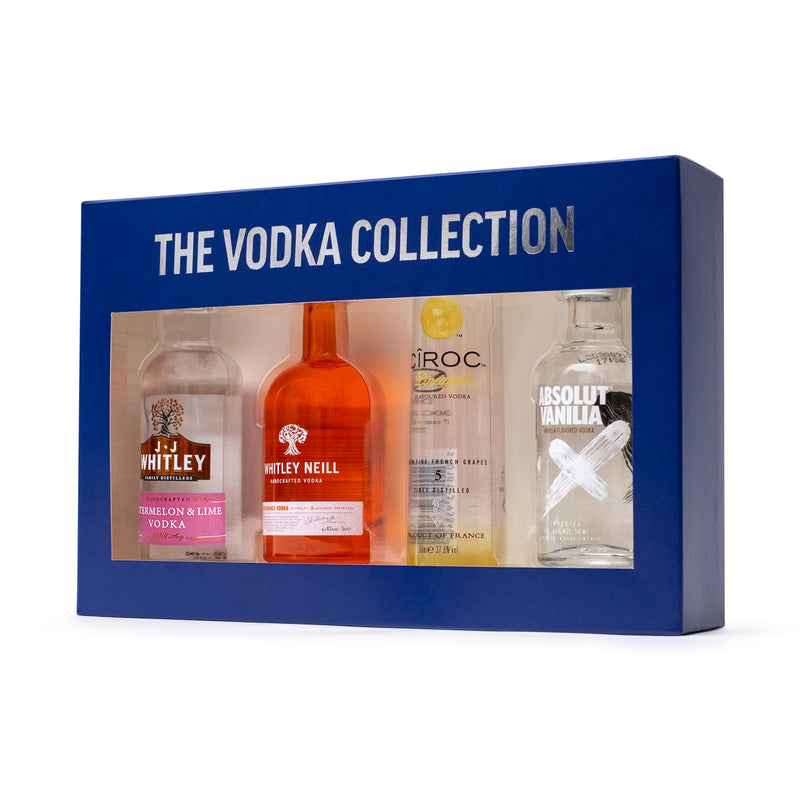 Vodka Gift Set - Flavoured Vodka 4x 5cl Ciroc Pineapple Vodka, JJ Whitley Watermelon, Whitley Neill Blood Orange Vodka, Absolut Vanilla Vodka, Alcohol Gift Set - Birthday Vodka Gifts for Women, Men