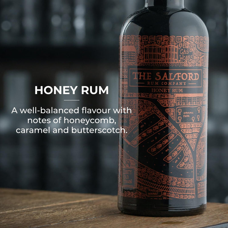 The Salford Rum Company Miniature Gift Set 3 x 5cl - Original (40% ABV), Dark Spiced (40% ABV) & Honey Rum (37.5% ABV) - Spirit Drinks Set - Tasty, Delicious & Thoughtful Gift Idea For All Occasions