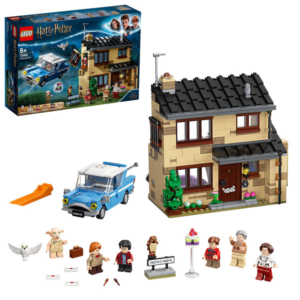 LEGO 75968 Harry Potter 4 Privet Drive House and Ford Anglia Car Toy, Wizarding World Gifts for Kids, Girls & Boys with Dobby Figure and Dursley Family