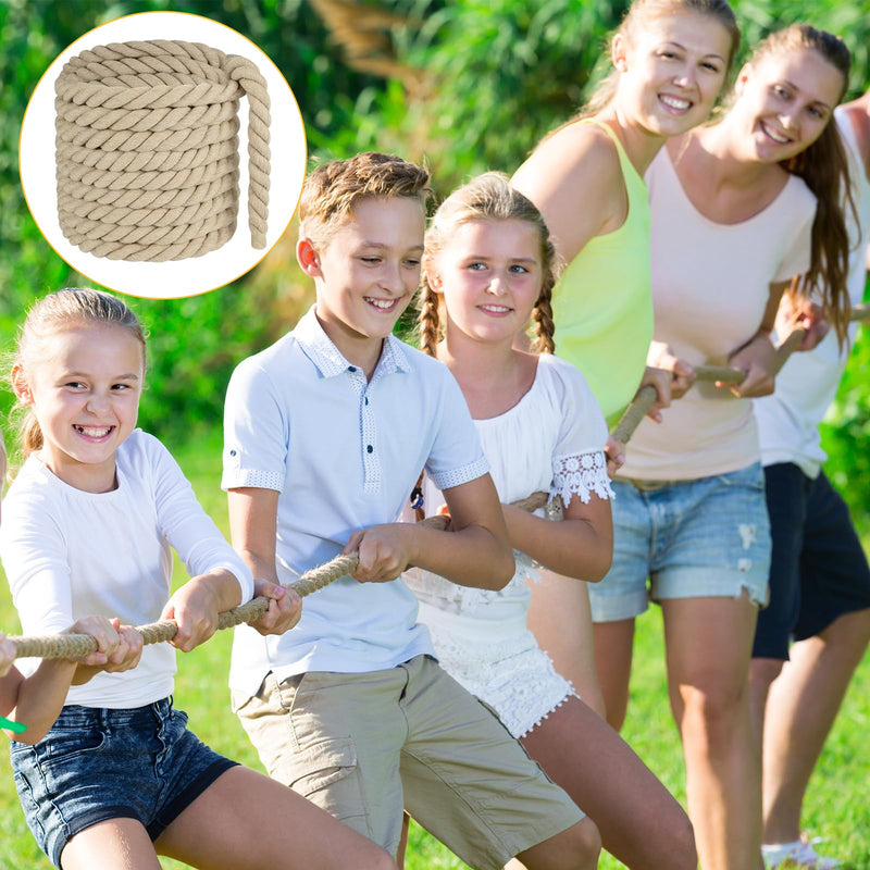 NEBURORA 20FT Tug of War Rope for Kids and Adults Outdoor Games Field Day Family Reunion Summer Outside Yard Backyard Lawn Camping Picnic Carnival Party Games Khaki