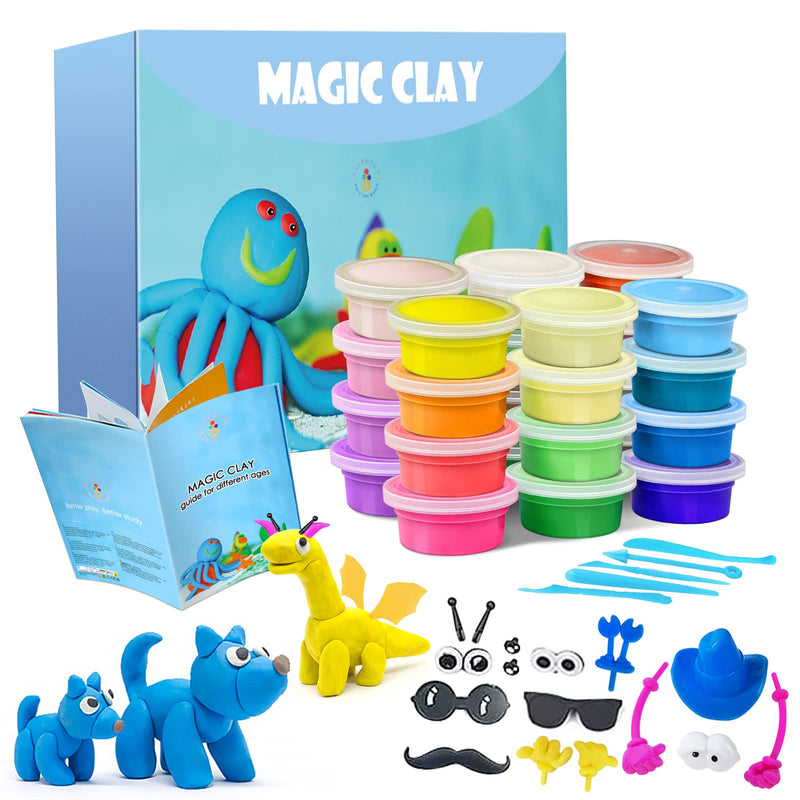 Modelling Clay Kit - 24 Colours Air Dry Magic Clay, DIY Molding Clay with Tools, Craft Kit for Kids Boys Girls, Presents Gift for Boys & Girls Age 3-12 Year Old - Gift Guide