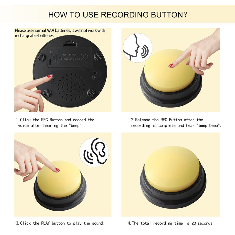 Voice Recording Button, Dog Buttons for Communication Pet Training Buzzer, 30 Second Record & Playback, Funny Gift for Study Office Home (6 Packs) - Gift Guide