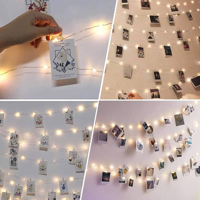 GloBrite 50 LED Photo Clip String Lights | 5M Photo Peg Fairy Lights with 30 Clips | Battery Powered Aesthetic Room Decor Hanging Photo Frames for Bedroom Wedding Birthday Decoration - Gift Guide