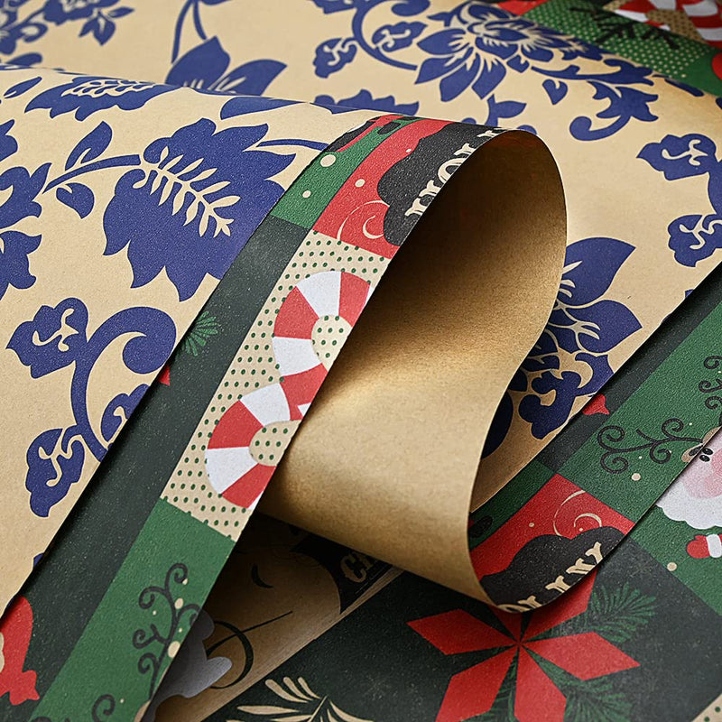DOJoykey 43cm x 15M Roll Package Christmas Wrapping Paper, Kraft Paper Printed with Christmas Pattern Recyclable Wrapping Paper for Christmas Party Gift Wrap - Gift Guide