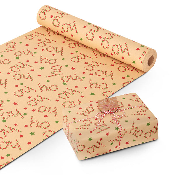 KEPLIN Wrapping Paper Roll - Premium Quality Festive Kraft Paper - Wrinkle Resistant with Unique Designs - Multipurpose Wrapping Paper for Gifts, Arts & Crafts Projects (44.5cm x 25m) - Gift Guide