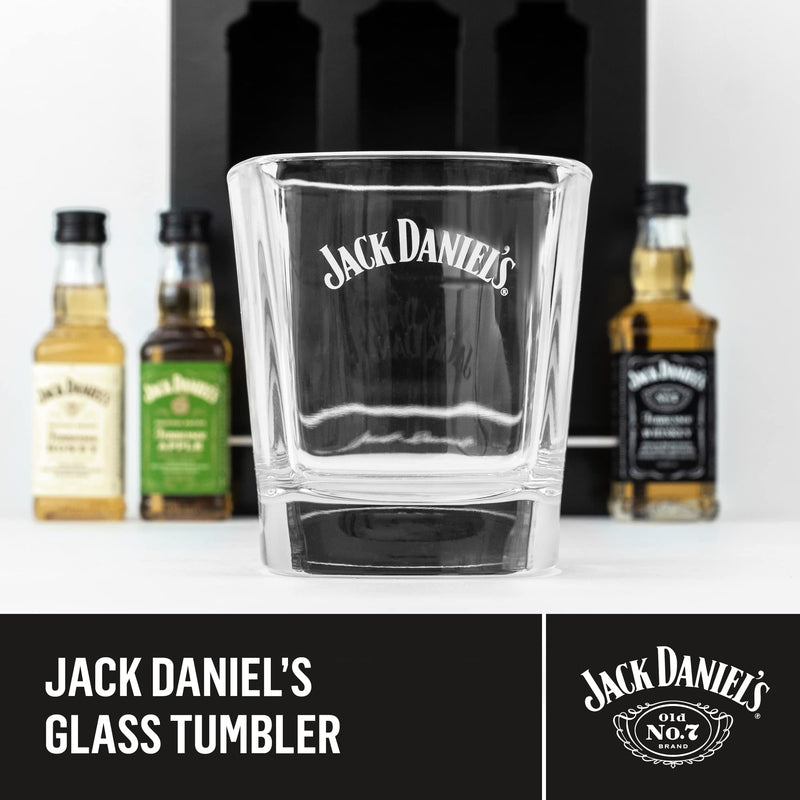 Jack Daniels Gift Set - Jack Daniels Whiskey 3x 5cl Honey, Apple, JD Whisky Old No7 Alcohol Miniatures, JD Tennessee Whiskey Glass - Birthday Gifts for Men, Boyfriend, Mens Valentines Gifts for Him