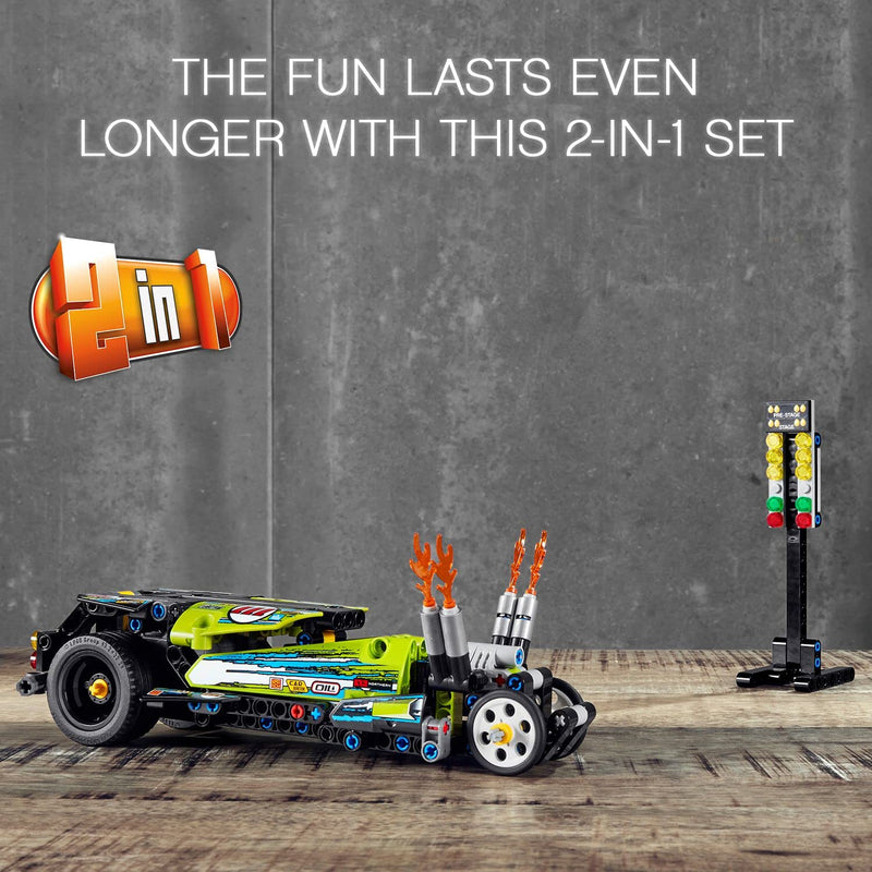 LEGO 42103 Technic Dragster Racing Car Toy to Hot Rod 2in1 Set with Pull-Back Motor, Drag Racer Vehicles Collection