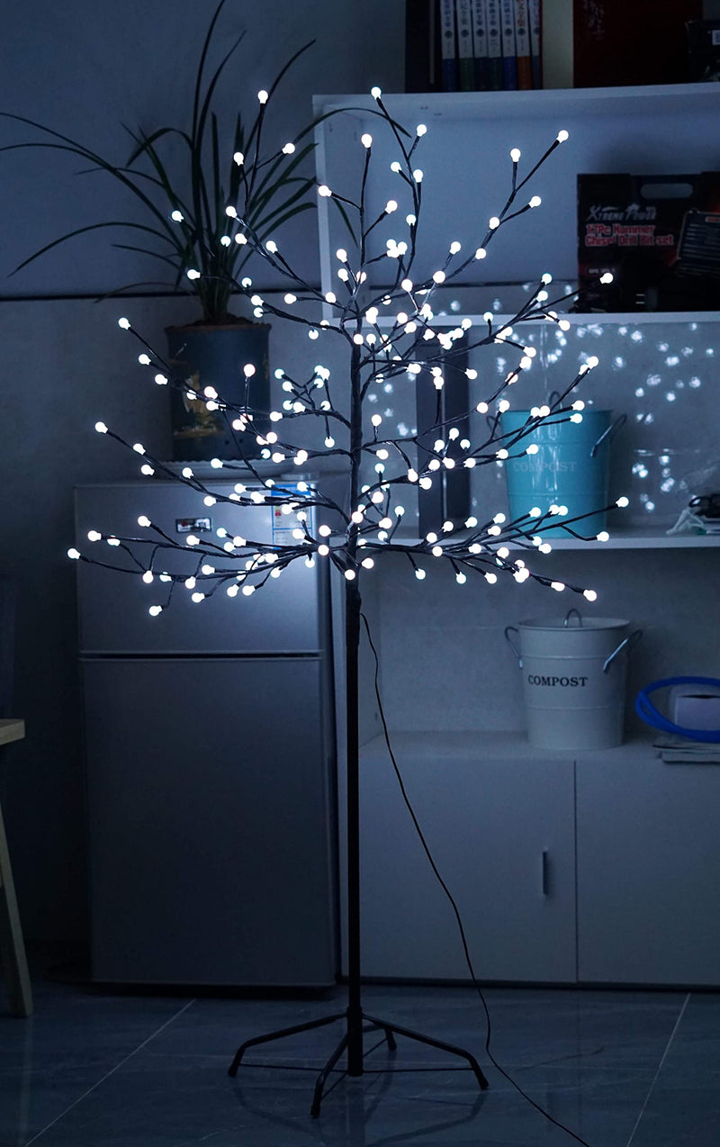 Elito Home & Garden® Xmas Tree 1.5m | 200 LED Berry Blossom Tree Christmas Tree| Large 5ft Pre-Lit Light Up Tree (White) - Gift Guide