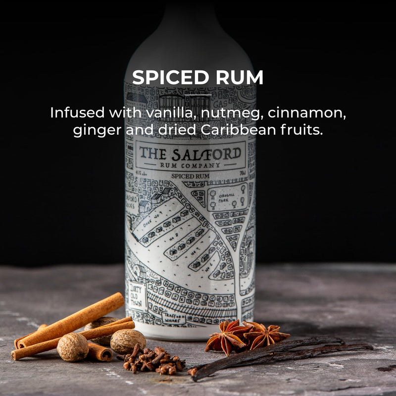 The Salford Rum Company Miniature Gift Set 3 x 5cl - Original (40% ABV), Dark Spiced (40% ABV) & Honey Rum (37.5% ABV) - Spirit Drinks Set - Tasty, Delicious & Thoughtful Gift Idea For All Occasions