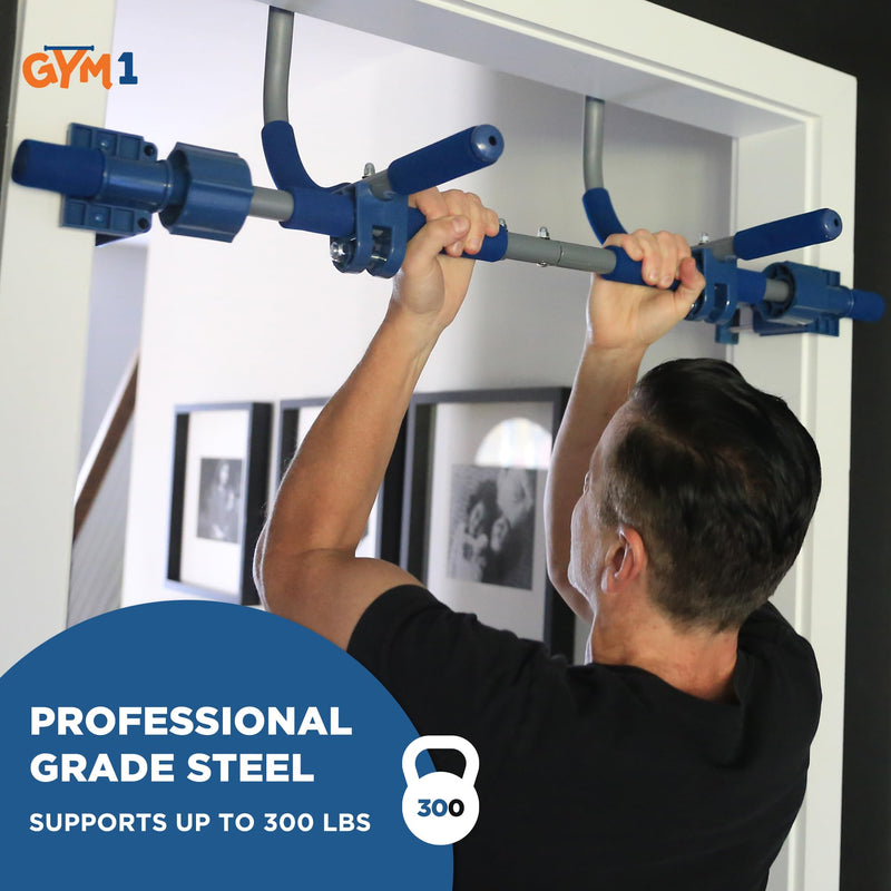Gym1 6-Piece Doorway Gym for Kids, Includes Door Sensory Swing, Indoor Pull-Up Bar for Adults, Rings, Hanging Trapeze, Ladder & Knotted Rope, Holds Up to 300 Lbs