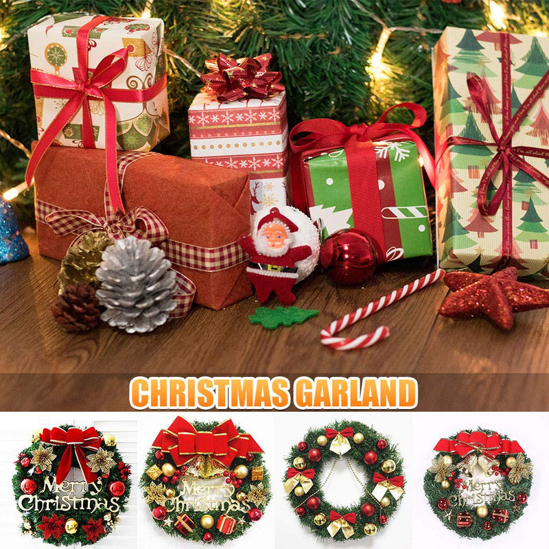 AICHUAN Door Wreath Christmas Christmas Decoration Wreath Christmas Wreath Christmas Wreath Christmas Garland with Bells Christmas Decorative Wreath 30CM Bow Christmas Decoration (D) - Gift Guide