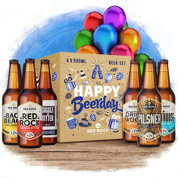 Red Rock Brewery Happy Birthday Beer Selection Box – 6 Bottles of British Beer in Gift Packaging (Ales Selection)