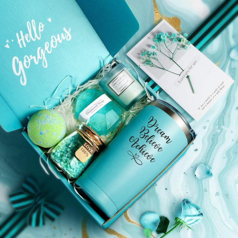 SABR Aqua Gift Set for Women (9 items) - Pamper Gifts for Women Birthday gifts for women Self Care Bath Sets gift for her Baby shower gifts leaving gifts Ladies gifts Thank you gifts for women