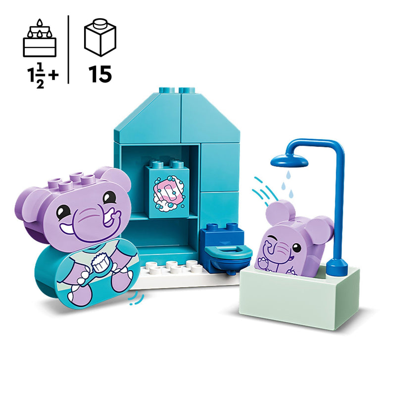 LEGO DUPLO My First Daily Routines: Bath Time Playset, Toddler Learning Toys for Girls & Boys 18 Months Plus, with 2 Elephant Toy Animal Figures, Helps Preschool Kids Role-Play Potty Training 10413