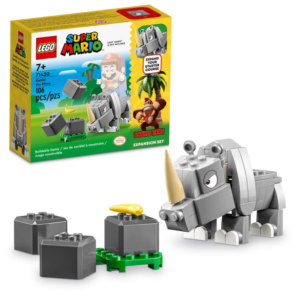 LEGO Super Mario Rambi the Rhino Expansion Set, Buildable Animal Toy Figure, Small Gift to Combine with a Starter Course Game 71420