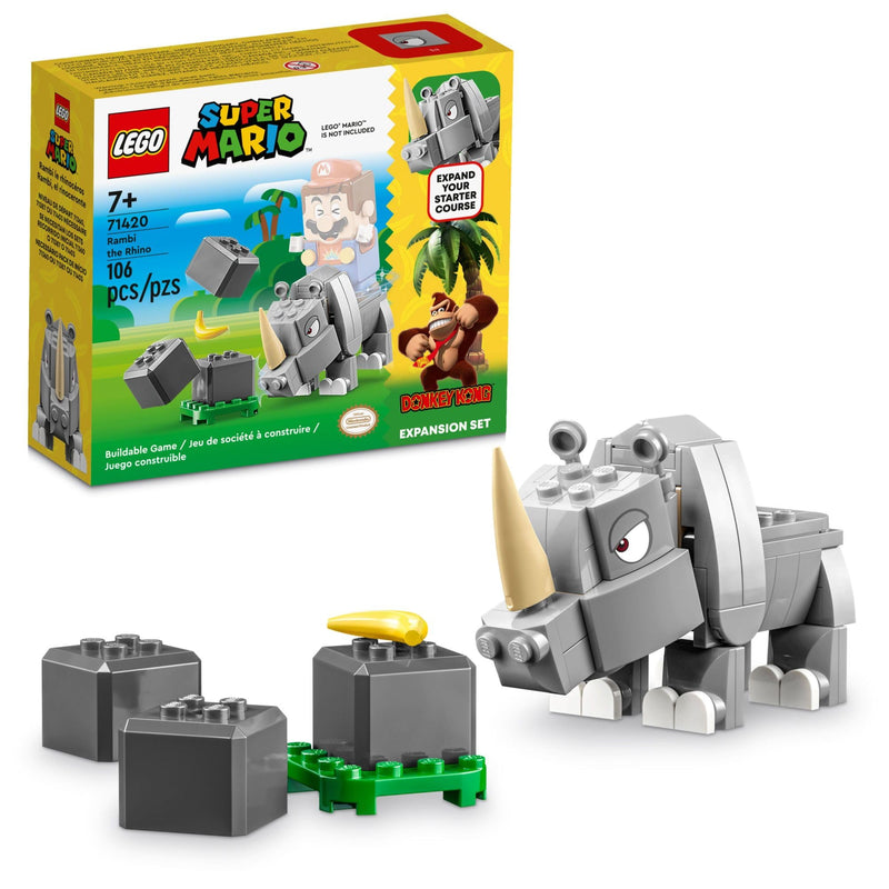 LEGO Super Mario Rambi the Rhino Expansion Set, Buildable Animal Toy Figure, Small Gift to Combine with a Starter Course Game 71420