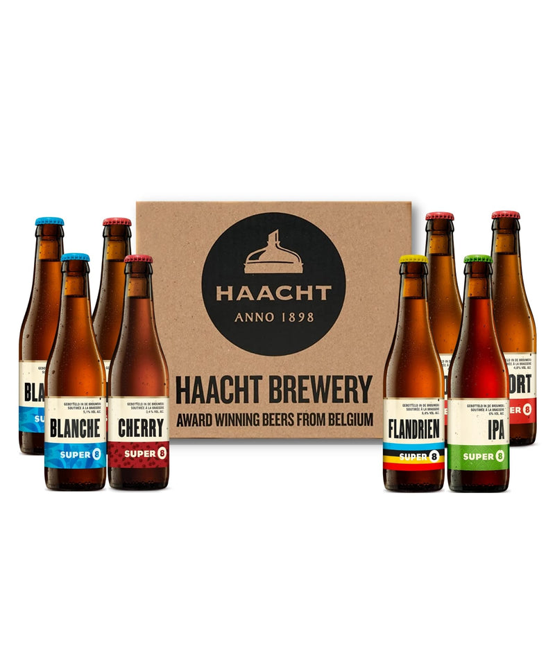 SUPER 8 | Mixed case of Speciality Belgium Beers from the Haacht Brewery - Beer Gift Set Pack | (8 x 330ml bottles)