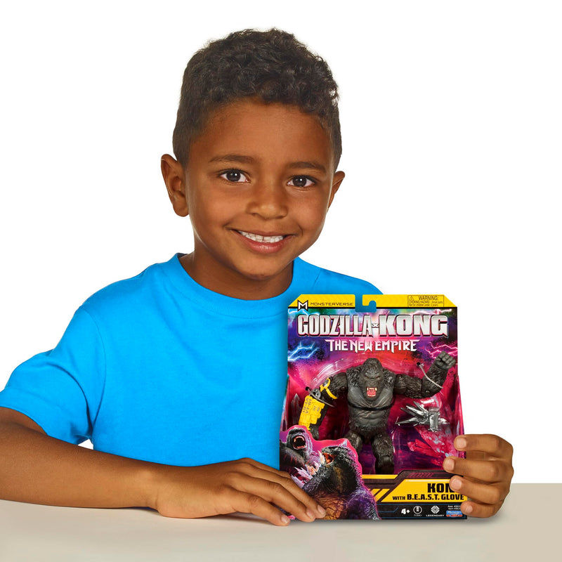 MonsterVerse Godzilla x Kong: The New Empire, 6-Inch Kong Action Figure Toy, Iconic Collectable Movie Character, Includes B.E.A.S.T Glove Feature, Toy Suitable for Ages 4 Years+