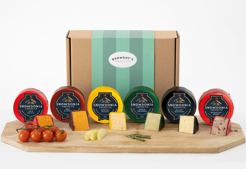 Snowdonia Cheese Company Ultimate Selection Hamper Including Award Winners - Black Bomber, Beechwood, Red Devil, Bouncing Berry, Green Thunder & Red Storm - Hamper Exclusive To Burmont's - Gift Guide