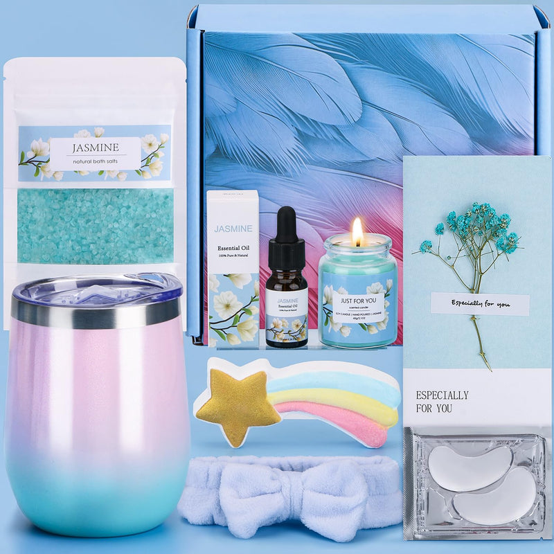 Jasmine Bath Sets Birthday Pamper Gifts for Women Her, Unique Skin Care Self Care Package for Her Pamper Hampers for Women, Birthday Present Gifts Ideas for Women Best Friend Sister Bestie Auntie Mum