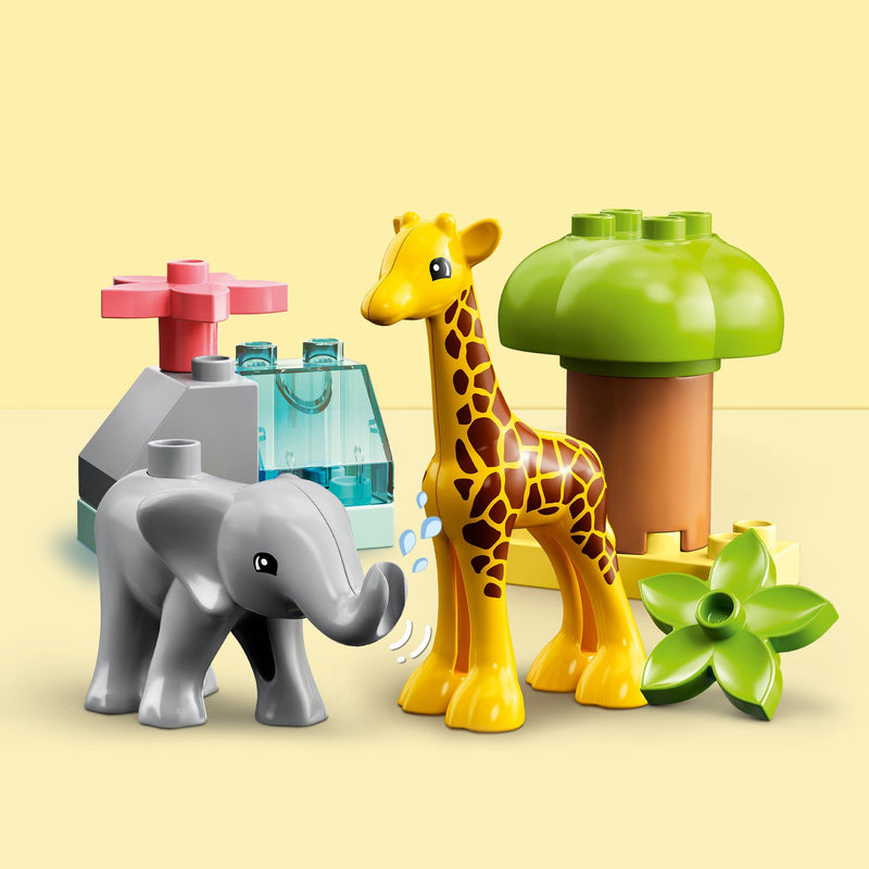 LEGO DUPLO Wild Animals of Africa, Animal Toys for Toddlers, Girls & Boys Aged 2 Plus Years old, Learning Toy with Baby Elephant & Giraffe Figures 10971