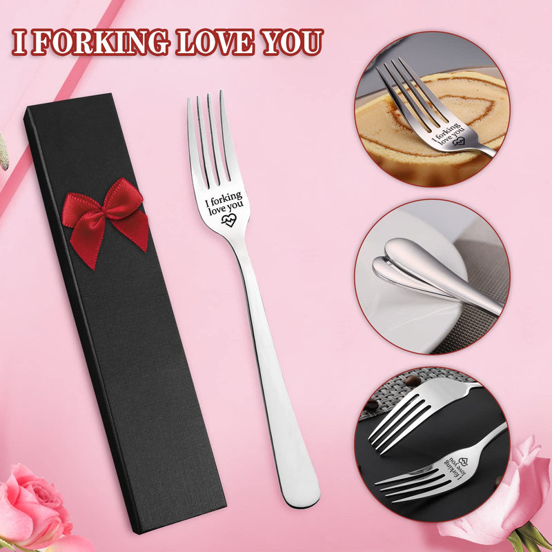 Shining She Engraved Fork, I Forking Love You, Stainless Steel Engraved Fork with Luxury Black Box, Perfect Gifts for Christmas Valentine's Day