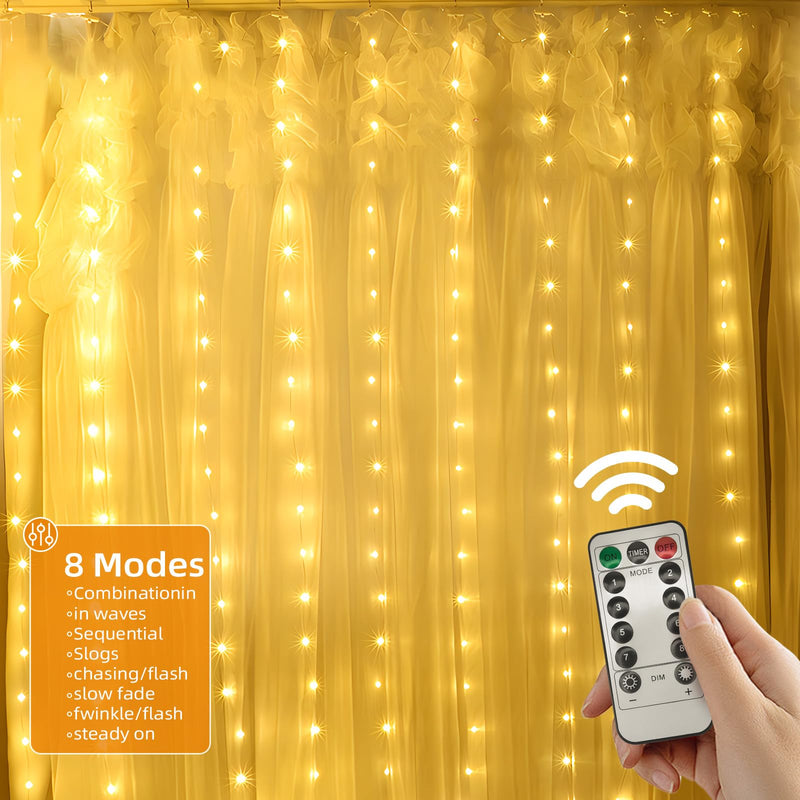 Jsdoin Curtain Fairy Lights, 3.6m x 3m 360leds USB Operated 8 Modes String Light Indoor Outdoor Waterproof Hanging Window Lights with Hooks for Christmas, Wedding, Party,Wall, Home Decorations - Gift Guide