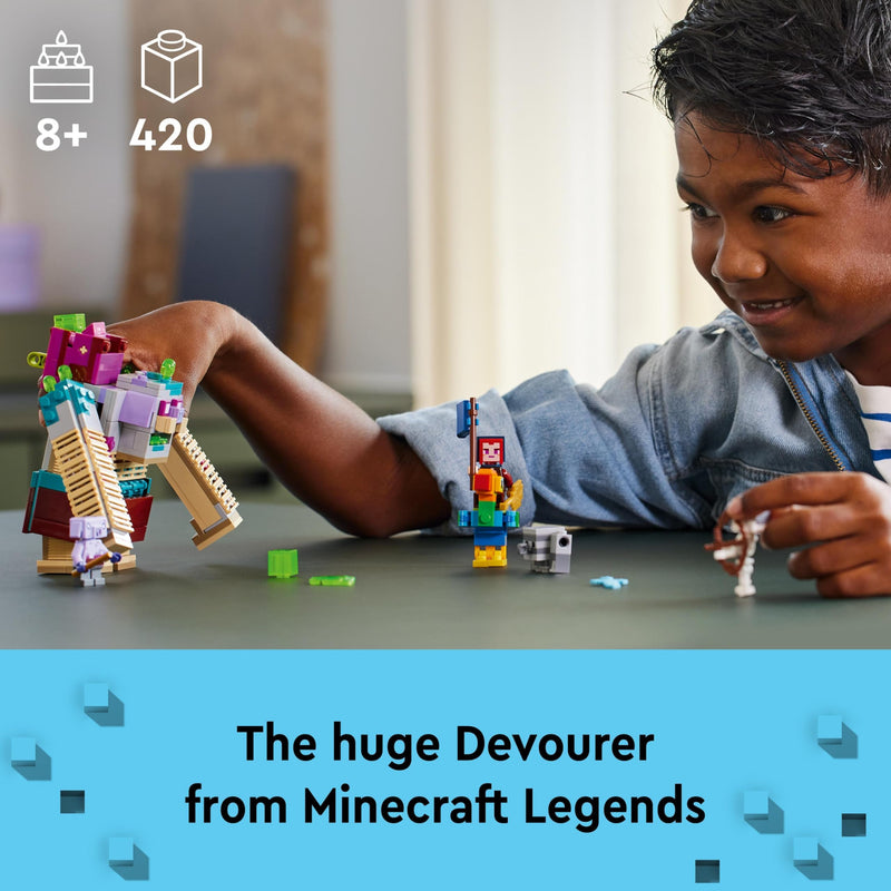 LEGO Minecraft Legends The Devourer Showdown Set featuring Popular Characters, Building Toys for Kids, Boys & Girls aged 8 Plus with Figures and Diamond Sword, Gift for Gamers 21257