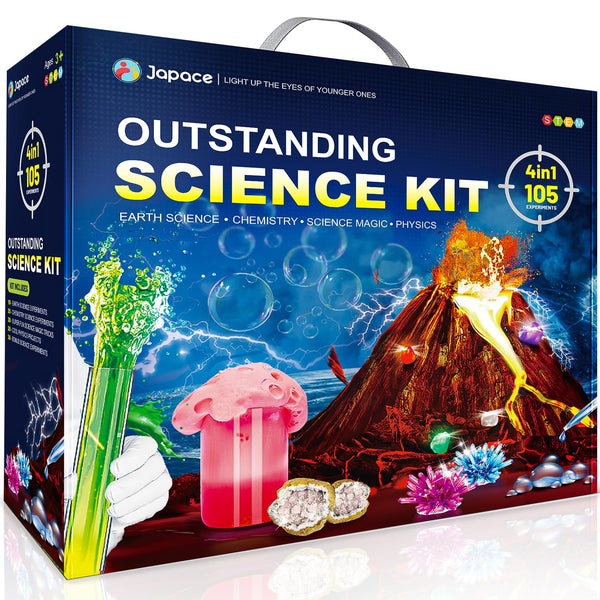 Japace 105 Science Experiments Kit for Kids, Educational Science Kit STEM Toys Christmas Birthday Gifts Ideas for Boys Girls, Chemistry Set, Growing Crystals, Gemstone Excavation, Volcano Eruption - Gift Guide