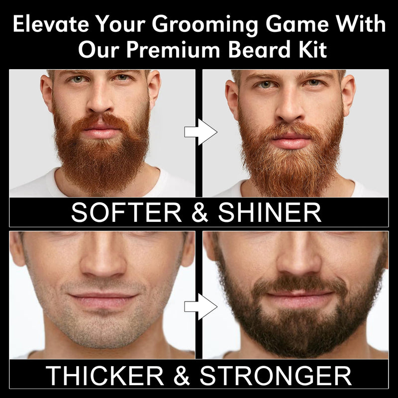 Upgraded Beard Grooming Kit w/Beard Conditioner,Beard Oil,Beard Balm,Beard Brush,Beard Wash,Beard Comb,Beard Scissor,Bag,E-Book,Beard Care Daddy Gifts for Men Him Dad Husband Boyfriend - Gift Guide
