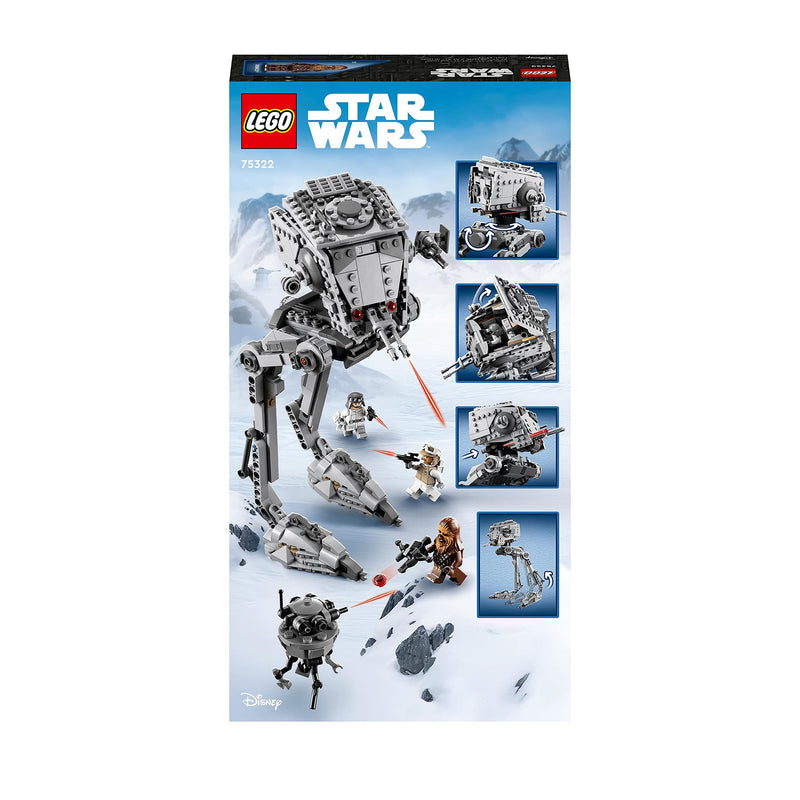 LEGO 75322 Star Wars Hoth AT-ST Walker Building Toy for Kids with Chewbacca Minifigure and Droid Figure, The Empire Strikes Back Model