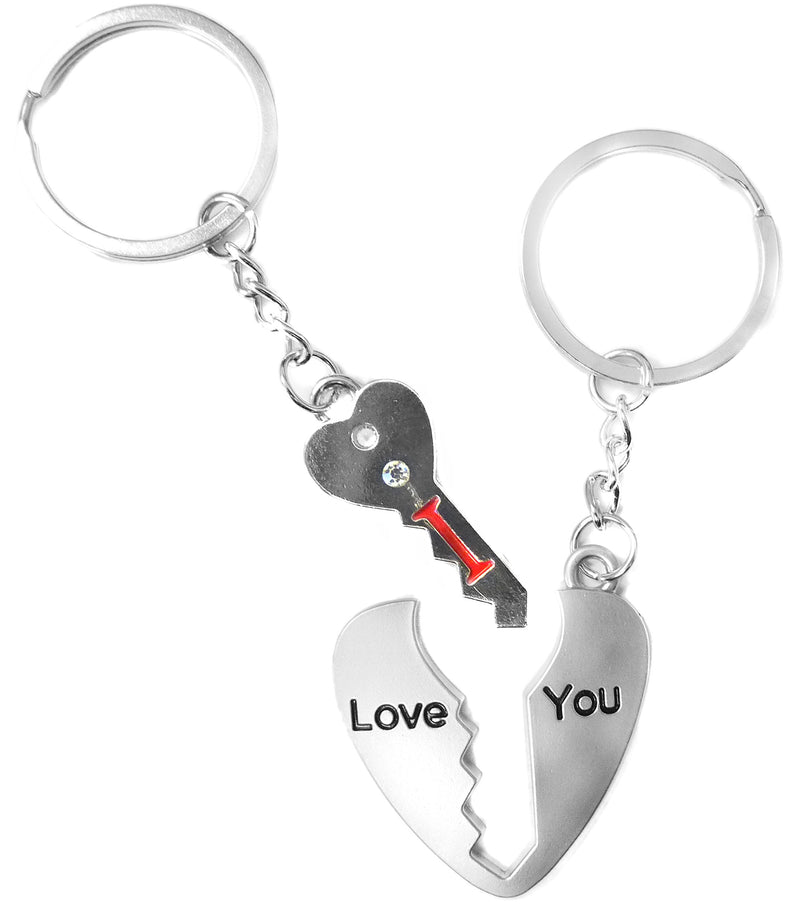 TRIXES Valentines Keyring I Love You Key Ring Key to my Heart Key Chain - Romantic Couples Keychain Gift for Her Him - Present for Girlfriend Boyfriend Husband Wife