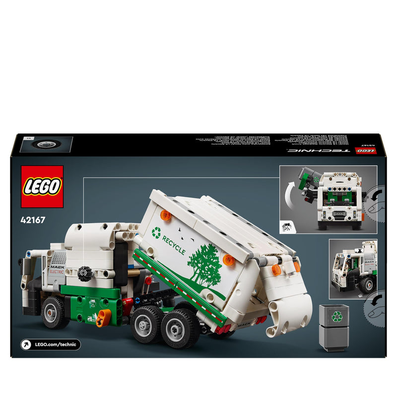 LEGO Technic Mack LR Electric Garbage Truck Toy for Boys & Girls aged 8 Plus Years Old, Recycling Bin Lorry with Realistic Features, Vehicle Gift Idea 42167