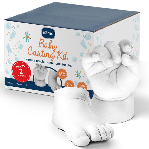 Niimo Baby Casting Kit 3D for Hand and Feet - Skin-Safe & Non-Toxic Foot & Hand Casting Kit with 2 Bags of Alginate & 2 Bags of Casting Powder, Personalised Baby Keepsake Gift, Makes 2 Casts - Gift Guide