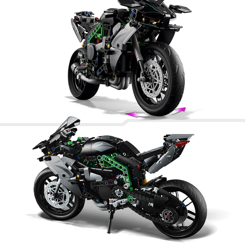 LEGO Technic Kawasaki Ninja H2R Motorcycle Toy, Vehicle Gift for 10 Plus Year Old Kids, Boys & Girls, Collectible Motorbike Building Set, Scale Model Kit for Independent Play 42170