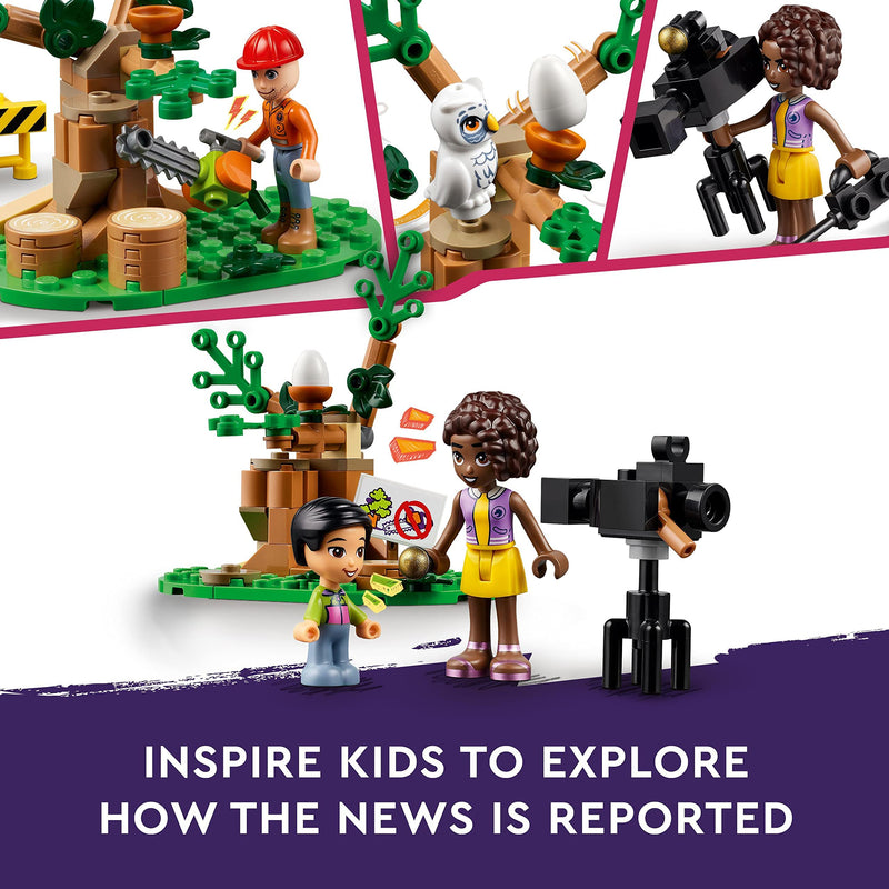 LEGO Friends Newsroom Van, Animal Rescue Playset, Pretend to Film and Report News with Toy Truck, Owl Figure and Aliya Mini-Doll, Gift for Girls, Boys and Kids 6 Plus Years Old 41749