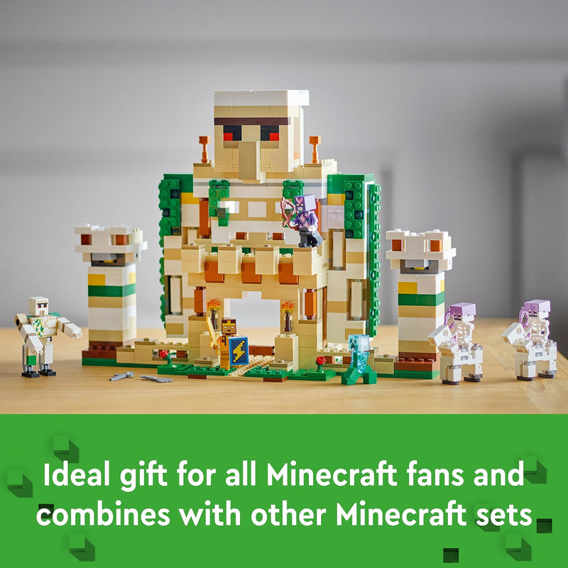 LEGO Minecraft The Iron Golem Fortress, Buildable Castle Toy which Transforms into Large Figure, with 7 Characters includ. Crystal Knight, Skeleton Horsemen and a Charged Creeper 21250