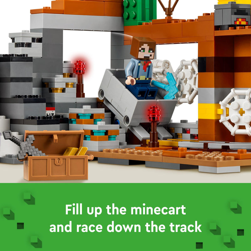 LEGO Minecraft The Badlands Mineshaft Video-Game Toy for 8 Plus Year Old Boys & Girls, Includes Explorer, Creeper and Spider Figures for Independent Play, Birthday Gift for Kids 21263