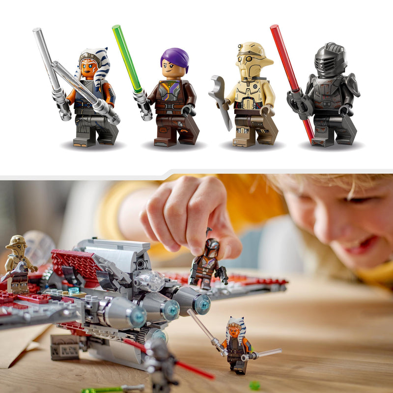 LEGO Star Wars Ahsoka Tano's T-6 Jedi Shuttle Set, Buildable Toy Starship for 9 Plus Year Old Boys & Girls, with 4 Minifigures incl. Sabine Wren and Marrok with Lightsabers, Ahsoka Series Gift 75362
