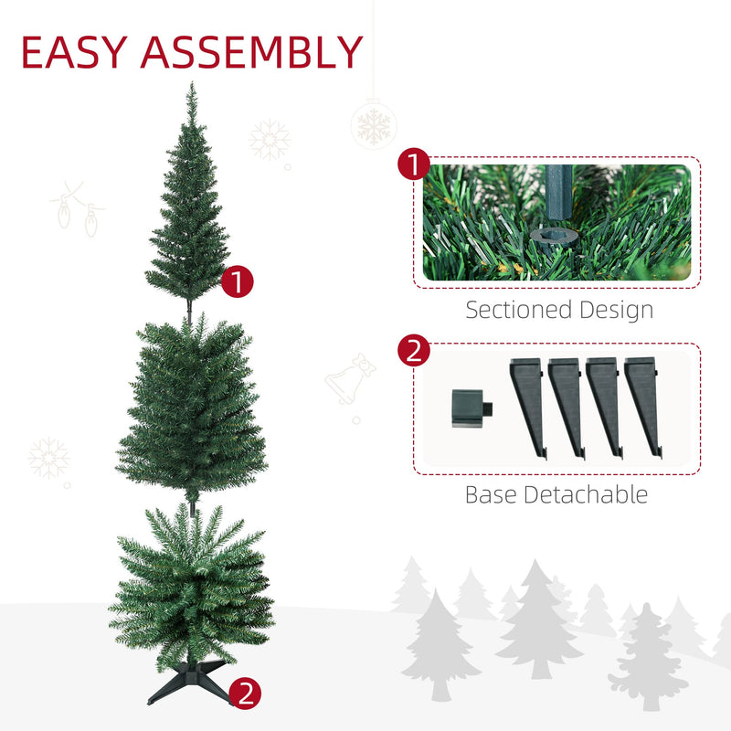 HOMCOM 6ft Unlit Artificial Christmas Tree, Pencil Slim Xmas Tree with Solid Stand and Realistic Branches, Green - Gift Guide