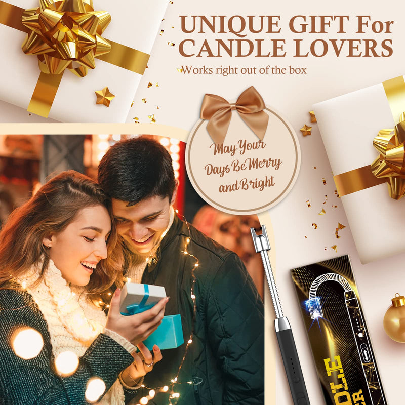 Electric Candle Lighter Gifts for Women, USB C Long Lighter with LED Flashlight Rechargeable Plasma Arc Lighter Long Reach, Wife Sister Ladies Gifts Xmas Presents Christmas Stocking Fillers Women - Gift Guide