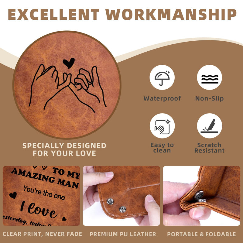 Christmas Bedside Organiser Gifts for Him Husband from Wife, Leather Valet Tray I Love You Secret Santa Xmas Gift Set for Mens Boyfriend, Advent Calendar Presents Nightstand Tray for Mens Accessories