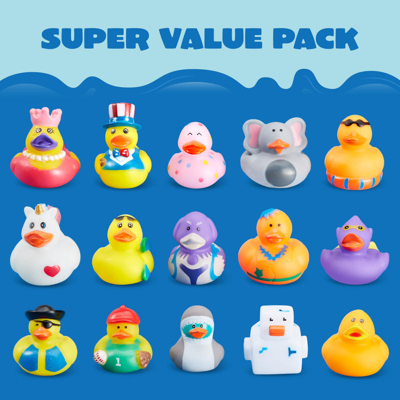 JOYIN 15 Pcs Rubber Ducks, Random Assortment Mini Rubber Duckie Toys with Mesh Carry Bag for Kids Baby Bath Shower Toys, Birthday Gifts, Summer Beach Pool Activity, Carnival, Holiday Party Favors - Gift Guide